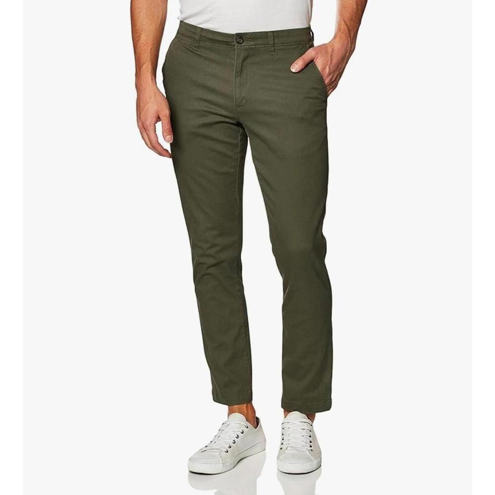 Amazon Essentials Mens Slim-Fit Casual Stretch Chino Pant, Olive Green, 33Wx30L